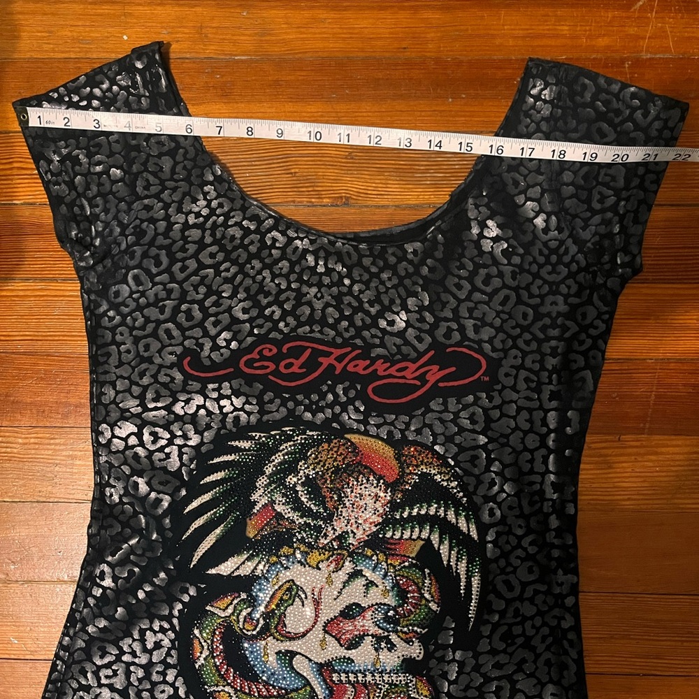 Rare vintage Ed Hardy mini dress. Label missing ; see measurements. Perfect cond - Picture 3 of 5